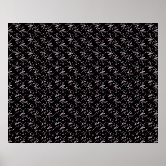 Poster Élégant Motif moderne de Coeurs et Clés rose | (Devant)
