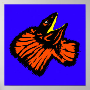 Poster Élégant Neon Orange Lizard à col frit