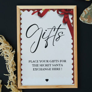 Poster Élégant Noël Secret Père Noël Cadeaux Échange