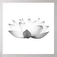 Élégant noir & blanc Lotus Floral