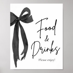 Poster Élégant Noir Bow nourriture et boissons Signal