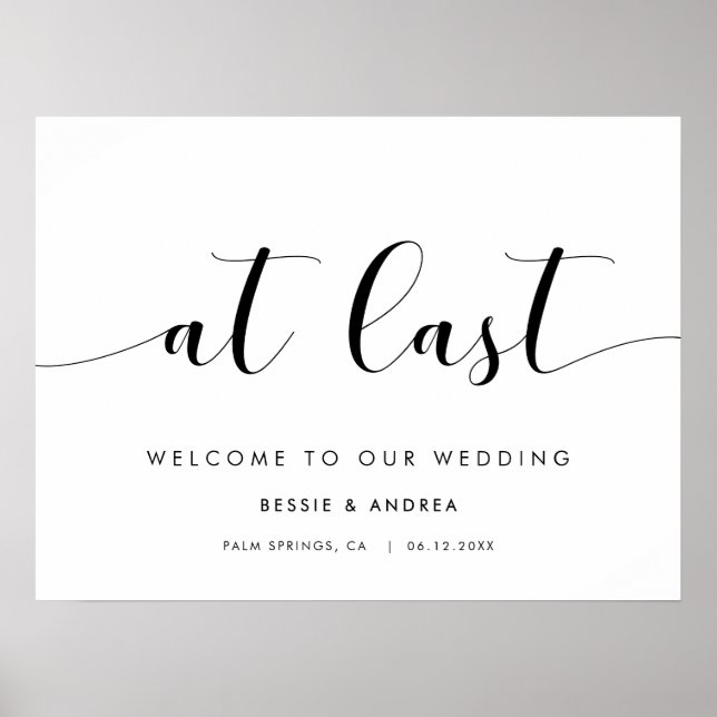 Poster Élégant noir et blanc à Dernier Mariage Bienvenue (Devant)