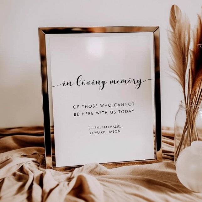 Poster Élégant noir et blanc En signe de mémoire d'amour (Créateur téléchargé)