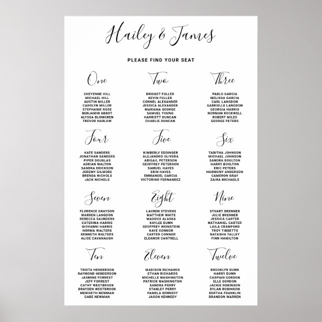 Poster Élégant noir et blanc Mariage moderne (Devant)