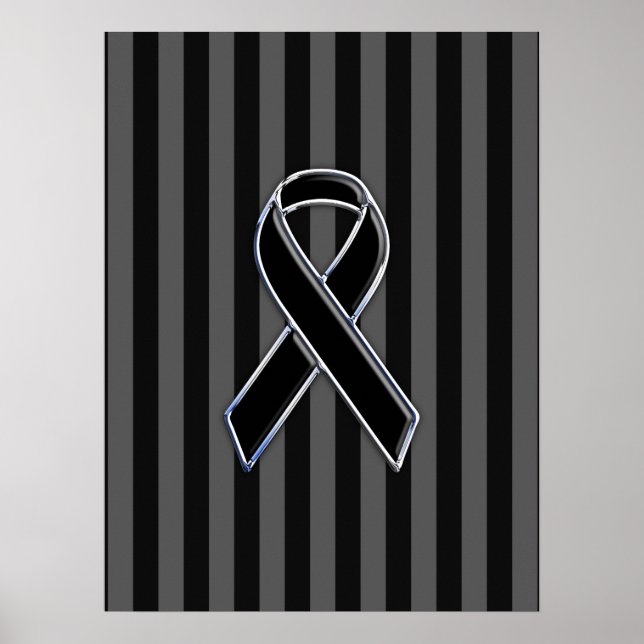 Poster Élégant Noir Sensibilisation au Ruban Bande Vertic (Devant)