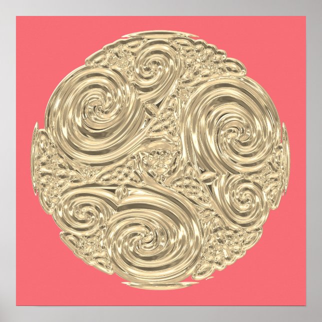 Poster Elégant nouveau corail doré rose métallique modern (Devant)