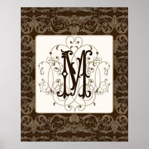 Poster Elégant or antique baroque monoque Mur Art