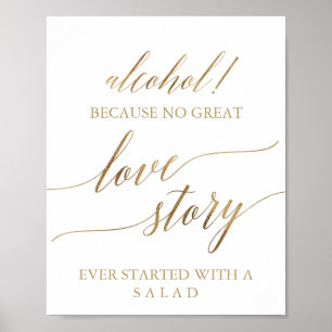 Poster Élégant or calligraphie Alcool Love Story Signe