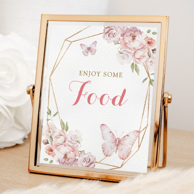 Poster Élégant or rose floral fille Quinceañera Nourritur (Créateur téléchargé)
