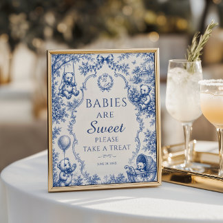 Poster Élégant Ours en Peluche Toile Bleue pour Baby Show
