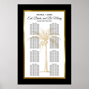 Poster Elégant Palm d'or Tropical Mariage de siège graphi