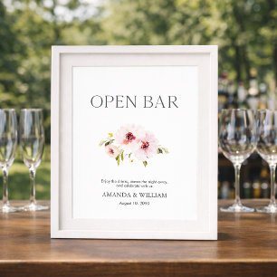 Poster Élégant panneau à barres ouvertes florales
