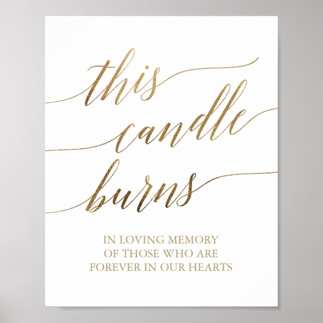 Poster Élégant Panneau Calligraphié en Or Cette Bougie Br (Devant)