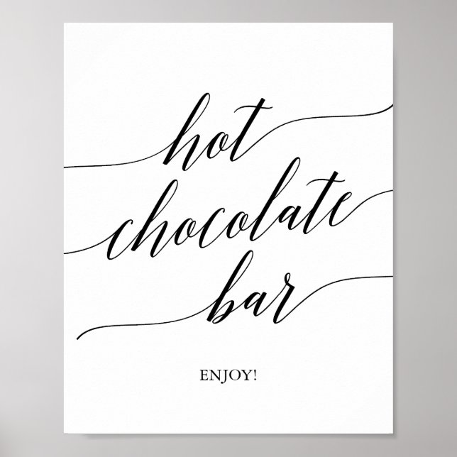 Poster Élégant panneau de bar de chocolat chaud en callig (Devant)