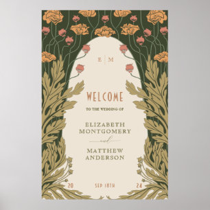 Poster Élégant panneau de bienvenue de mariage Art Nouvea
