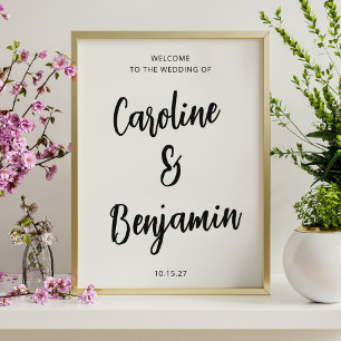 Poster Élégant panneau de bienvenue de mariage moderne no