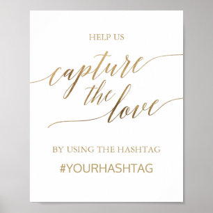 Poster Élégant panneau de calligraphie dorée Capture l'am