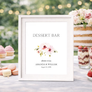 Poster Élégant panneau de la barre de dessert fleurie