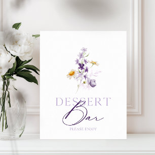 Poster Élégant panneau de la barre de dessert fleurie