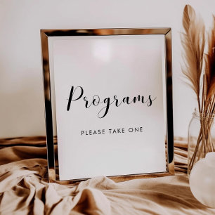 Poster Élégant panneau mariage Programmes en noir et blan