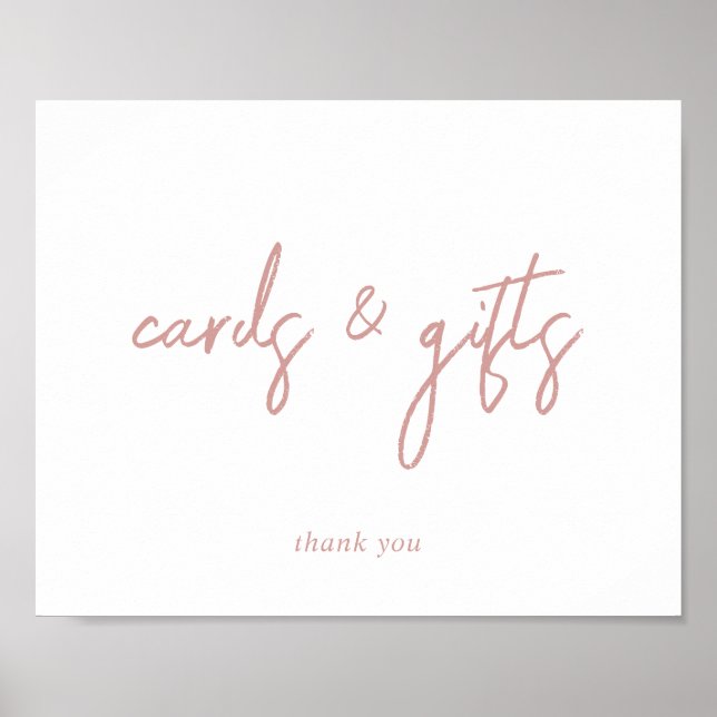 Poster Élégant panneau Rose Dusty Cartes et cadeaux (Devant)