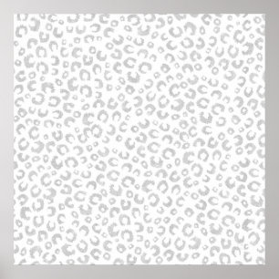 Poster Élégant Parties scintillant d'argent Motif Leopard