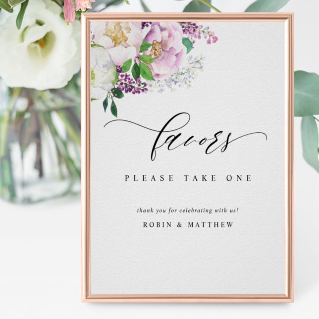 Poster Élégant Pastel Joyeux Floral Wedding Favor Signal (Créateur téléchargé)