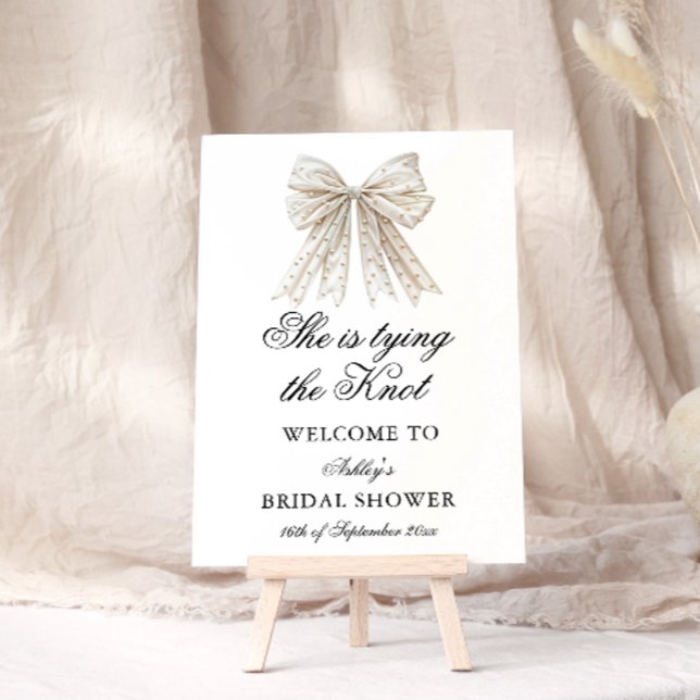 Poster Elegant Pearl Bow She's Tying the Knot Bienvenue (Créateur téléchargé)