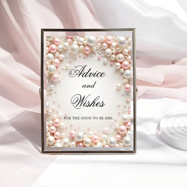 Poster Elegant Pearls Fête des mariées Conseils et souhai (Créateur téléchargé)