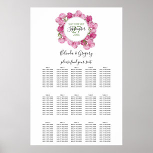 Poster Élégant Peonies roses Mariage Seonies Chart