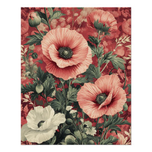 Poster Élégant Pépites Blanches Rose Art Floral