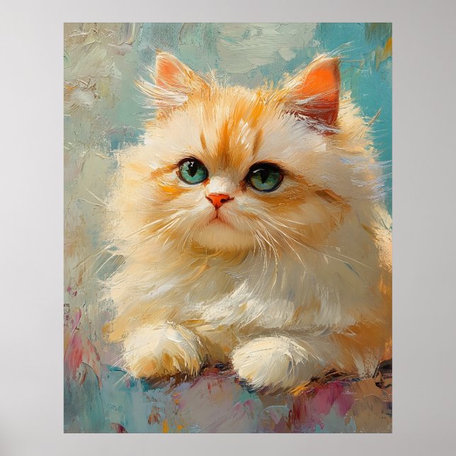 Poster Elegant Persian Kitten – Cute Pastel Digital Portr (Devant)