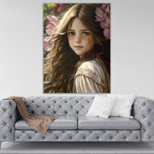 Poster Élégant Photoréaliste Portrait de fille AI Généré