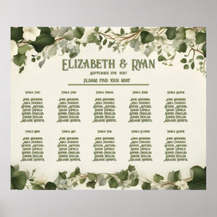 Poster Elégant plan de table de Mariage Ivy et invitation