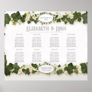 Poster Elégant plan de table de Mariage Ivy et invitation