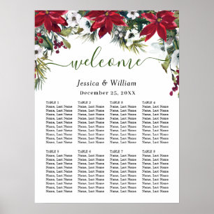 Poster Elégant Poinsettia 8 Tables Mariage CHÂTEAU DE SIÈ