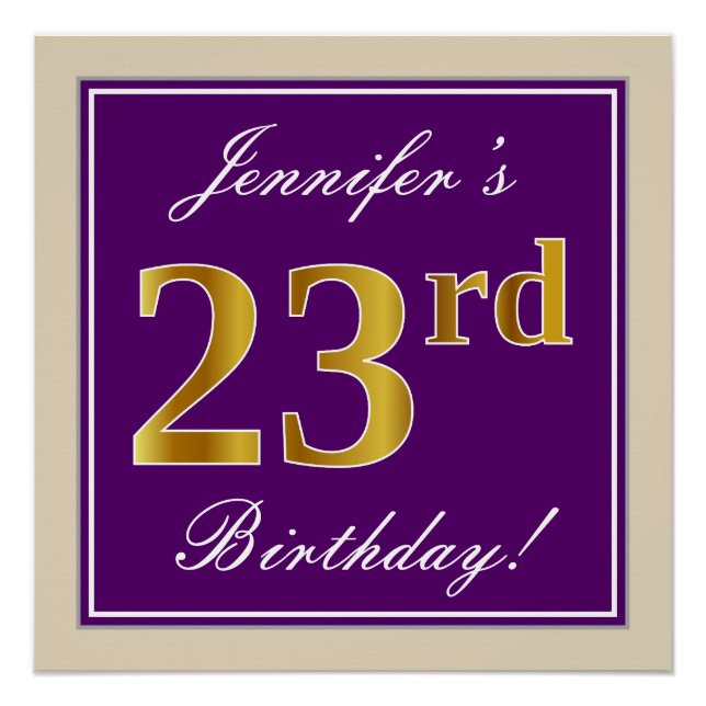 Poster Elégant, pourpre, Faux Gold 23ème anniversaire + N (Devant)