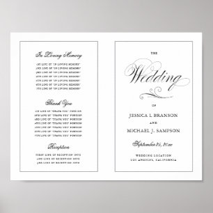 Poster Élégant programme de mariage de script à l'extérie