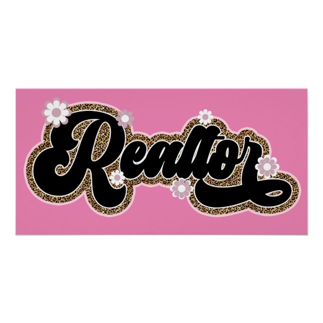 Poster Élégant Realtor Girl Parties scintillant Floral Gl (Devant)
