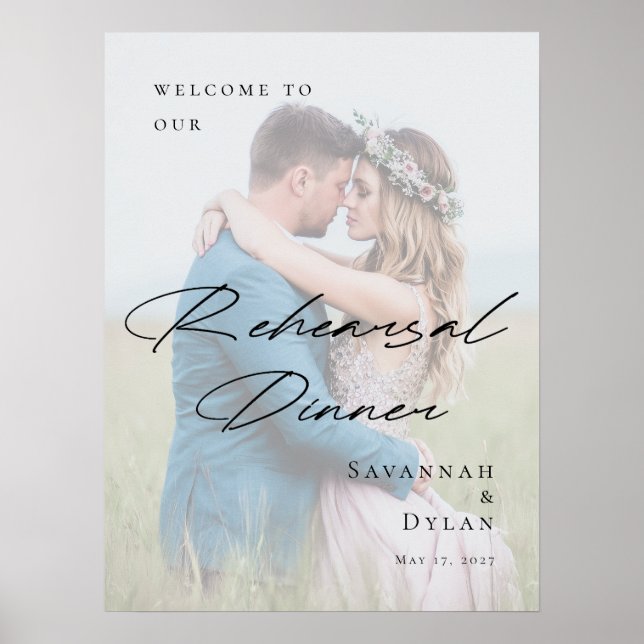 Poster Elegant Rehearsal Dinner photo welcome (Devant)