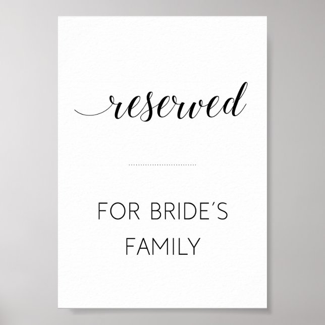 Poster Élégant Réservé aux Mariées Mariage de famille (Devant)