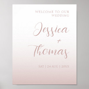 Poster Élégant Rose de calligraphie or Mariage dégradé