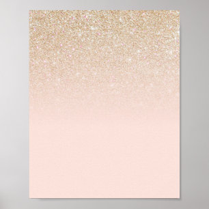 Poster Elégant Rose d'or fille  rose Parties scintillant 