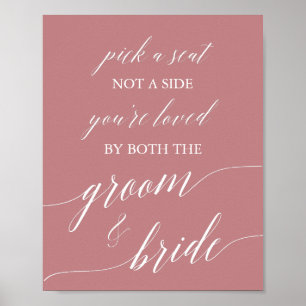 Poster Élégant Rose Dusty Calligraphie Choisir Un Panneau