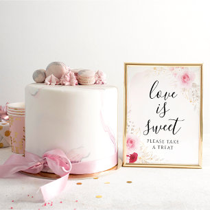 Poster Élégant rose et rouge Fête des mariées Florale
