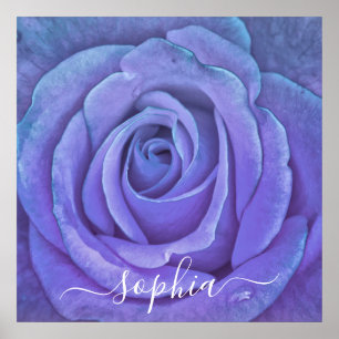 Poster Élégant Rose Flower Photo Ajouter un nom