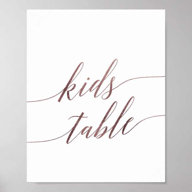 Poster Élégant Rose Gold Calligraphie Enfants Panneau de  (Devant)