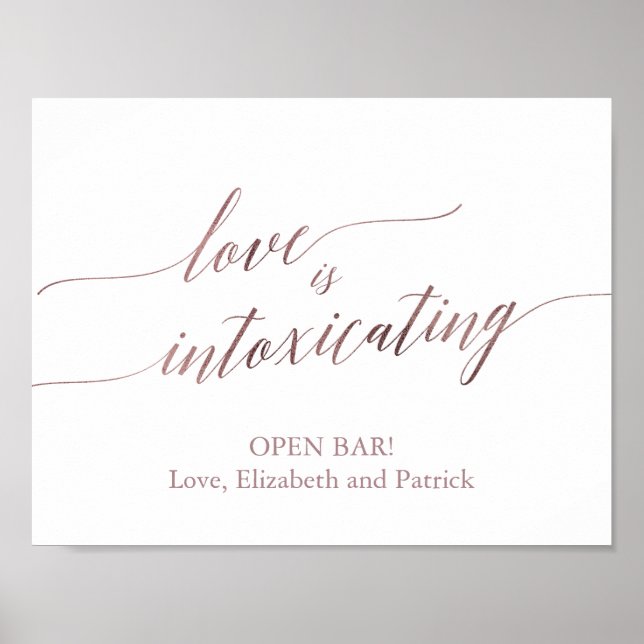 Poster Élégant Rose Gold Calligraphie L'amour est enivran (Devant)