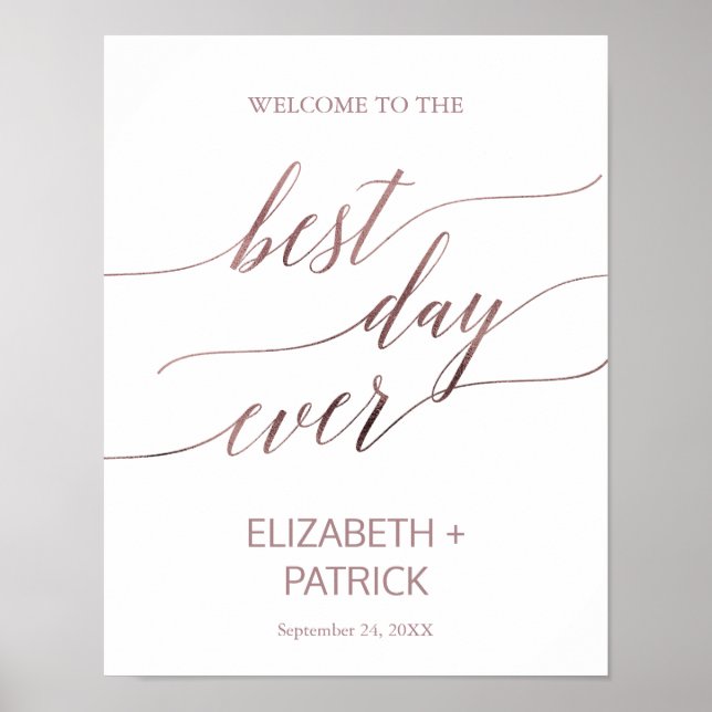 Poster Élégant Rose Gold Calligraphie meilleur jour jamai (Devant)
