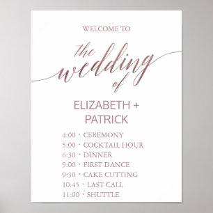 Poster Élégant Rose Gold Calligraphie Ordre des événement